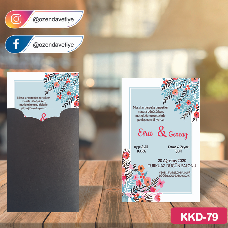 ozen-davetiye-Düğün Davetiyesi-Kahverengi Kraft Zarflı Davetiye Model No:79
